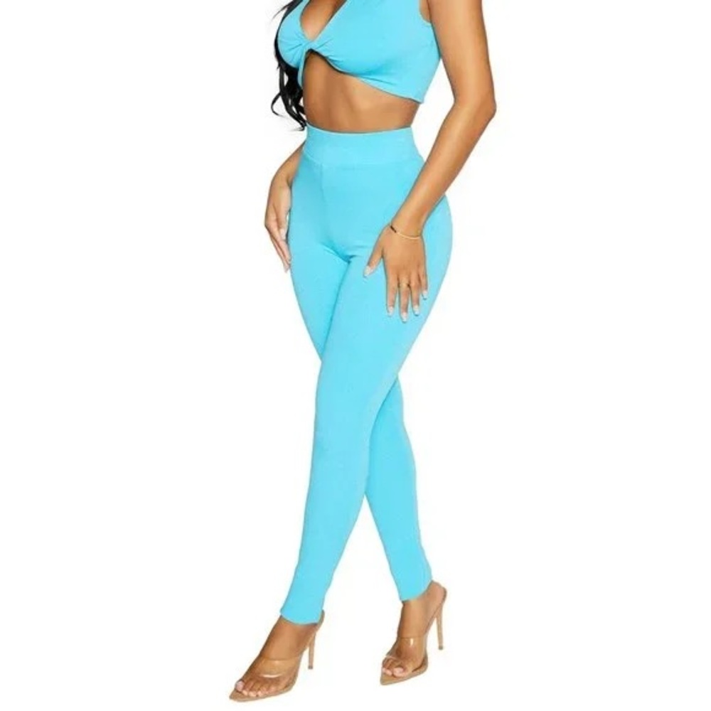 Naked Wardrobe High Waisted Leggings in Malibu Blue Size Small NWT - Picture 2 of 5